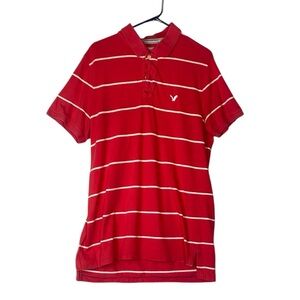 American Eagle Outfitters XL vintage fit red striped polo preppy academia Y2K